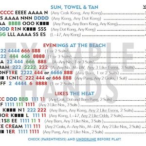 Mahjong Card BAMS at the BEACH Ocean Themed Hands - Intro to Whimsy Mah Jongg image 2