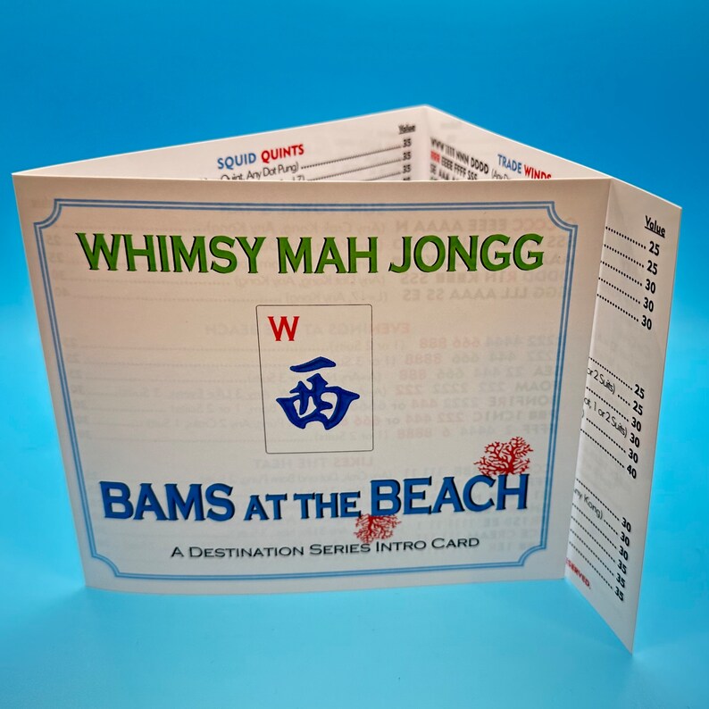 Mahjong Card BAMS at the BEACH Ocean Themed Hands - Intro to Whimsy Mah Jongg image 5
