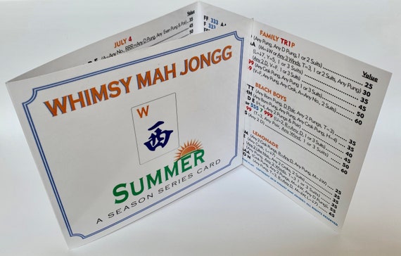 Whimsy Mah Jongg Custom Themed Card SUMMER A Season Series Card