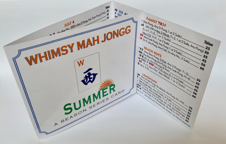 Whimsy Mah Jongg Custom Themed Card SUMMER A Season Series Card