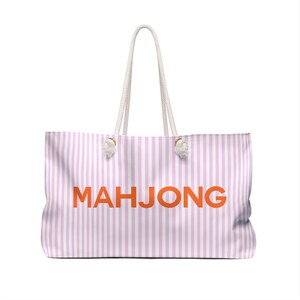 MAHJONG TOTE für Tiles & Racks in Rosa GESTREIFT mit Orange Bild 2