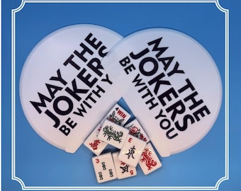 Mahjong Tile Mixer Shufflers Extra Firm White & Navy [Set of 2] Whimsy Mahjong Cards