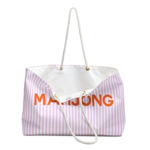 MAHJONG TOTE für Tiles & Racks in Rosa GESTREIFT mit Orange Bild 3