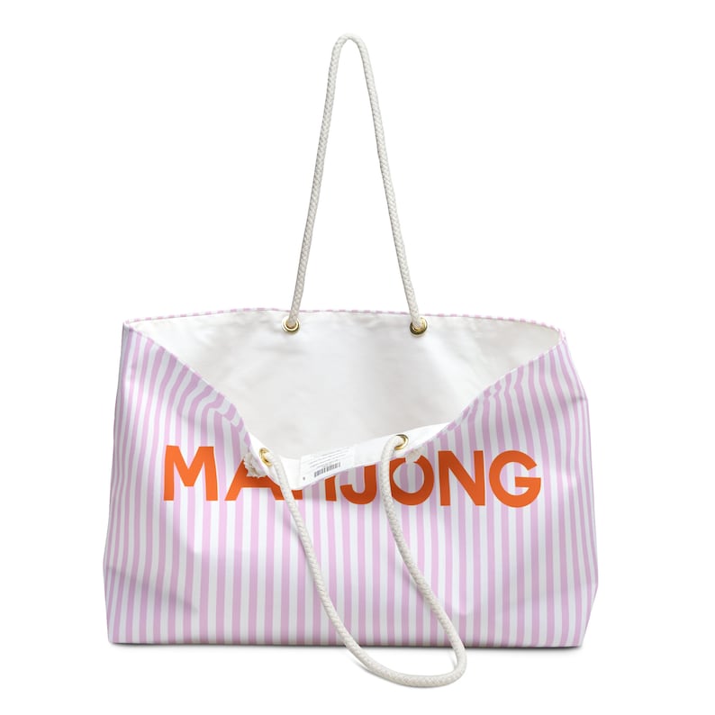 MAHJONG TOTE für Tiles & Racks in Rosa GESTREIFT mit Orange Bild 3