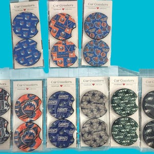 Car Coaster- Sports- Mets, Yankees, Rangers, Islanders, Jets, Giants, Cowboys and Knicks and Personalization is available upon request.