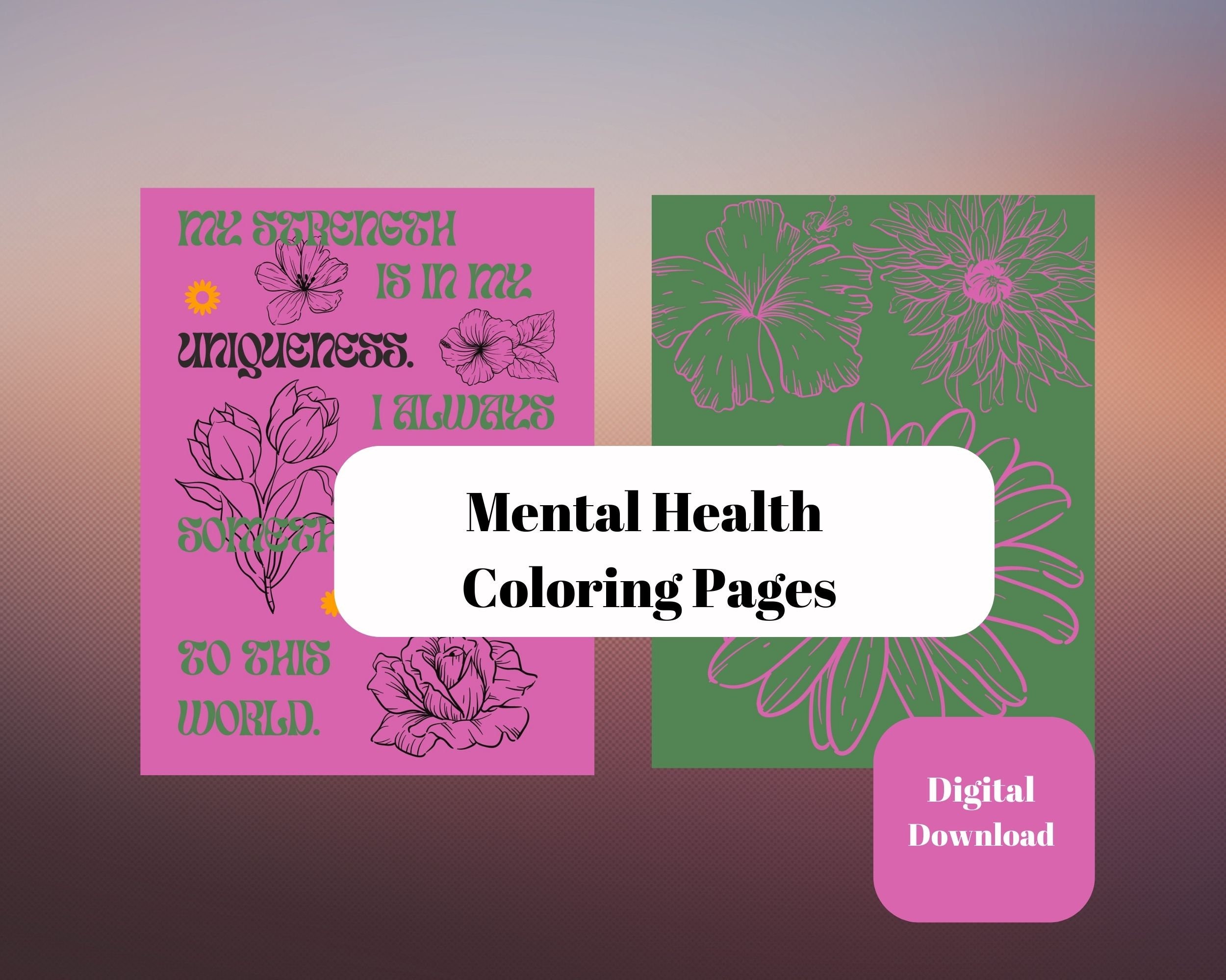 Mental Health Coloring Pages, Anxiety Coloring Pages, Anti-stress Coloring  Pages, Stress Relief for Adults, Mental Health Coloring Book 
