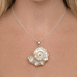 Delphinula Shell Necklace, One of a Kind Ocean Pendant, Pearly Spiral Shell Jewelry, Coastal Statement Piece, Mermaid Inspired Gift