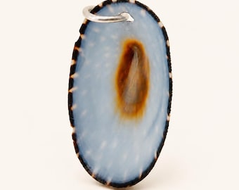 Rare Sky Blue Limpet Seashell Pendant Necklace in Argentium Sterling Silver