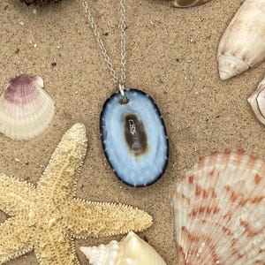 Rare Sky-Blue Limpet Pendant Necklace