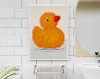 Rolig retro anka-affisch, rolig väggdekoration för badrummet, anka-djurälskare-affisch för barnrum