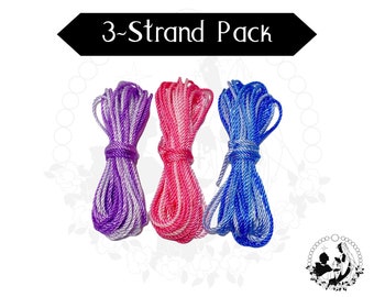 3er-Pack Rosenkranzschnur, marmoriert, DIY Rosenkranz, #24 gedrehte Nylonschnur, Rosenkranzzubehör, einzelne Garnstränge, Bündelpackung