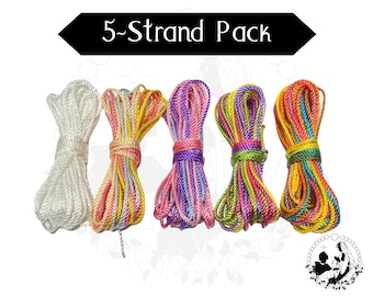 Confezione da 5 spago per rosario, rosario fai da te, multicolore misto, cordino in nylon intrecciato n. 24, materiali per la realizzazione di rosari, fili di spago singoli, confezione in bundle
