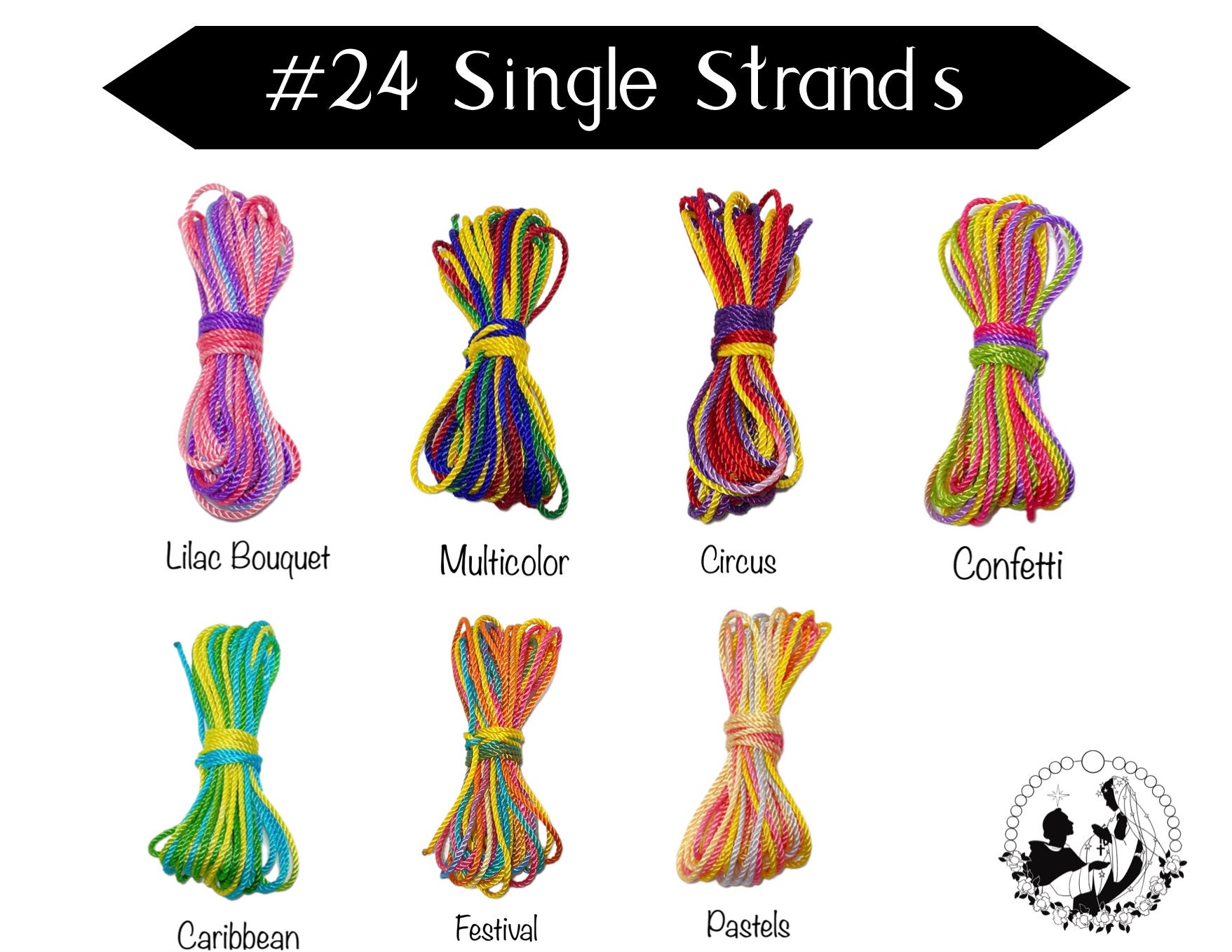 Single Strand Rosary Twine, Marbled, DIY Rosary, 24 Twisted Nylon Cord,  Rosary Making Supplies, Individual Twine Strands, Pick Your Own 
