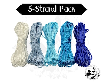 5er-Pack Rosenkranzschnur, DIY Rosenkranz, Blues, Grau, #24 gedrehte Nylonschnur, Rosenkranzzubehör, einzelne Schnurstränge, Bündelpackung