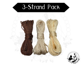 3-Pack Rosary Twine, DIY Rosary, Brown Cream, #24 Twisted Nylon Cord, Rosary Making Supplies, Individual Twine Strands, Bundle Pack