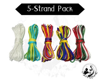 5-Pack Rosary Twine, DIY Rosary, Mixed Multi, #24 Twisted Nylon Cord, Rosary Making Supplies, Individual Twine Strands, Bundle Pack