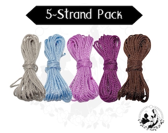 5er-Pack Rosenkranzschnur, DIY Rosenkranz, Blues, Grau, #24 gedrehte Nylonschnur, Rosenkranzzubehör, einzelne Schnurstränge, Bündelpackung