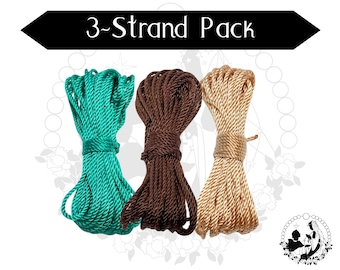 Pilz 3er-Pack Rosenkranzschnur, Blau, Gelb DIY Rosenkranz, # 24 gedrehte Nylonschnur, Rosenkranzherstellungszubehör, einzelne Schnurstränge, Bündelpackung