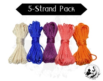 5er-Pack Rosenkranzschnur, DIY Rosenkranz, Blau, Rottöne, #24 gedrehte Nylonschnur, Rosenkranzzubehör, einzelne Schnurstränge, Bündelpackung