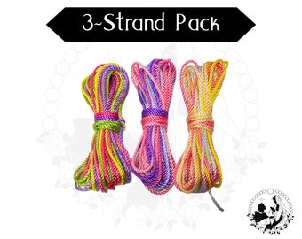 3er-Pack Rosenkranzschnur, mehrfarbig, DIY Rosenkranz, #24 gedrehte Nylonschnur, Rosenkranzherstellungszubehör, einzelne Schnurstränge, Bündelpackung