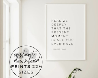 Eckhart Tolle Quote Print: Minimalist Black and White Art (Instant Download)