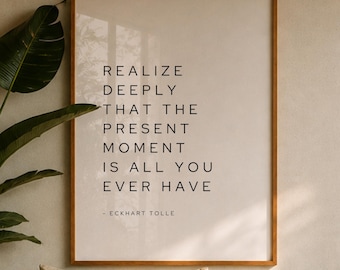 Eckhart Tolle Quote Print: Minimalist Black and White Art (Instant Download)