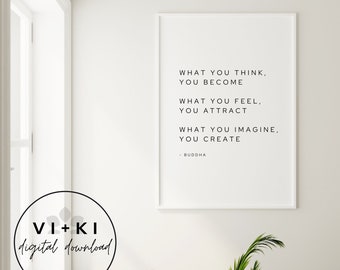 Buddha Quote Wall Art: Minimalist Black and White Print (Digital Download)