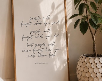 Maya Angelou Quote Print: Inspirational Black and White Poster (Digital Download)