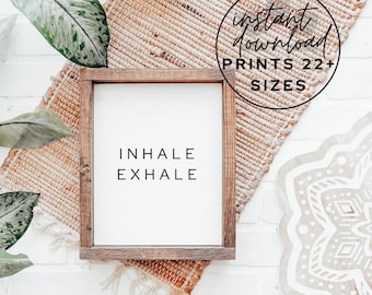 Inhale Exhale Print: Minimalist Boho Yoga Art (Digital Download)