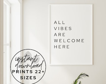 Positive Vibes Printable: Minimalist Quote Wall Art (Digital Download)