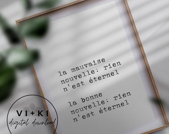 French Quote Wall Art: La Mauvaise Nouvelle Printable (Digital Download)