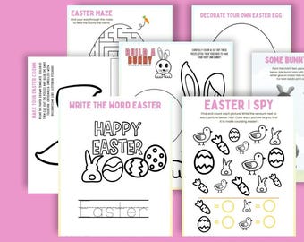 Easter Activity Bundle for Kids | 7 Printable Pages | Easter Crafts, Coloring, Mazes & Learning Activities | Instant Download