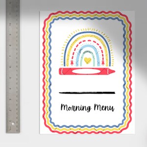 Morning Menu for Preschool Pre-K | Printable Instant Digital Download