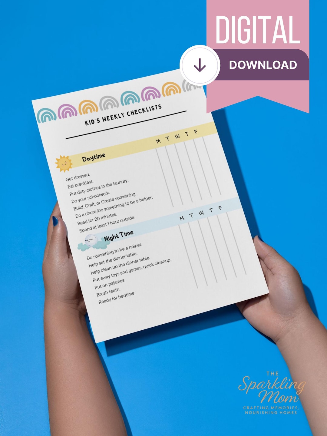 Kid’s Weekly Checklist – Morning & Night Routine Chart - Etsy