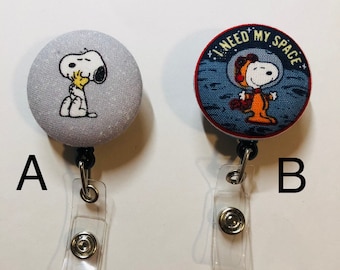Peanuts Inspired Ice Cream Retractable Reel Badge Holder with Charms