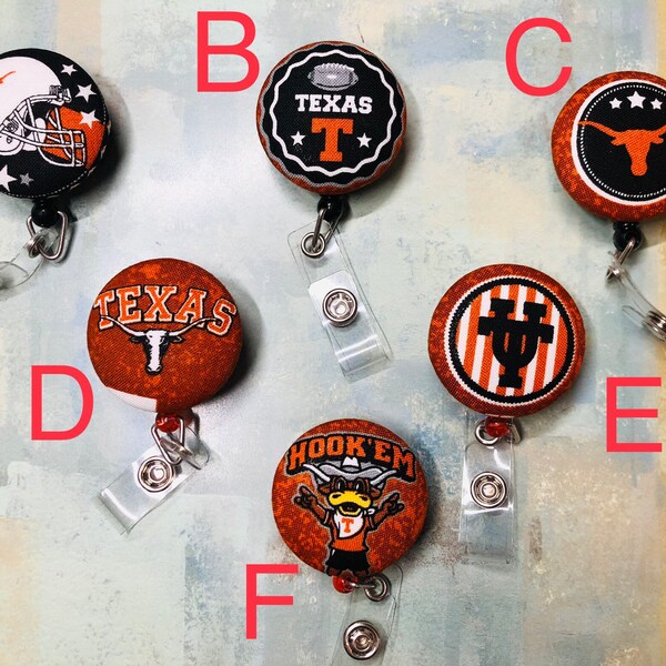 Texas Longhorns Badge Reel ID holder Nurse Badge Reel Pediatric Badge ID Holder Medical Badge Reel Holder