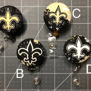 New Orleans Saints Football Badge Reel ID Holder Louisiana NOLA Fleur de Lis