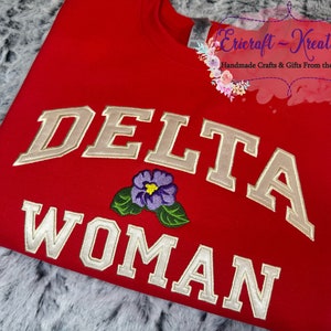 Embroidered Delta Sigma Theta Delta woman sorority applique varsity letters sweatshirt