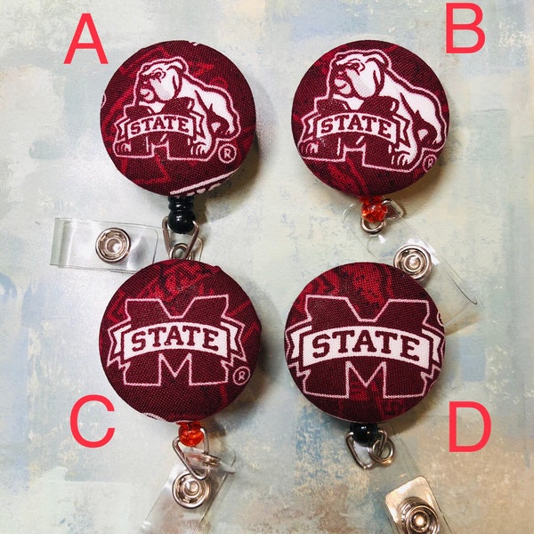 Mississippi State Bulldogs Badge Reel ID holder Nurse Badge Reel Pediatric Badge ID Holder Medical Badge Reel Holder