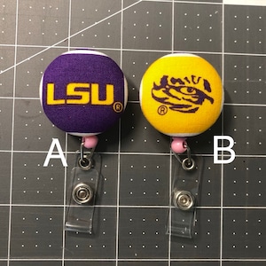 Louisiana State Purple Badge Reel - LSU Badge Reel - Nurse Badge Reel - Retractable Badge Pull - Badge Holder - State Badge Reel