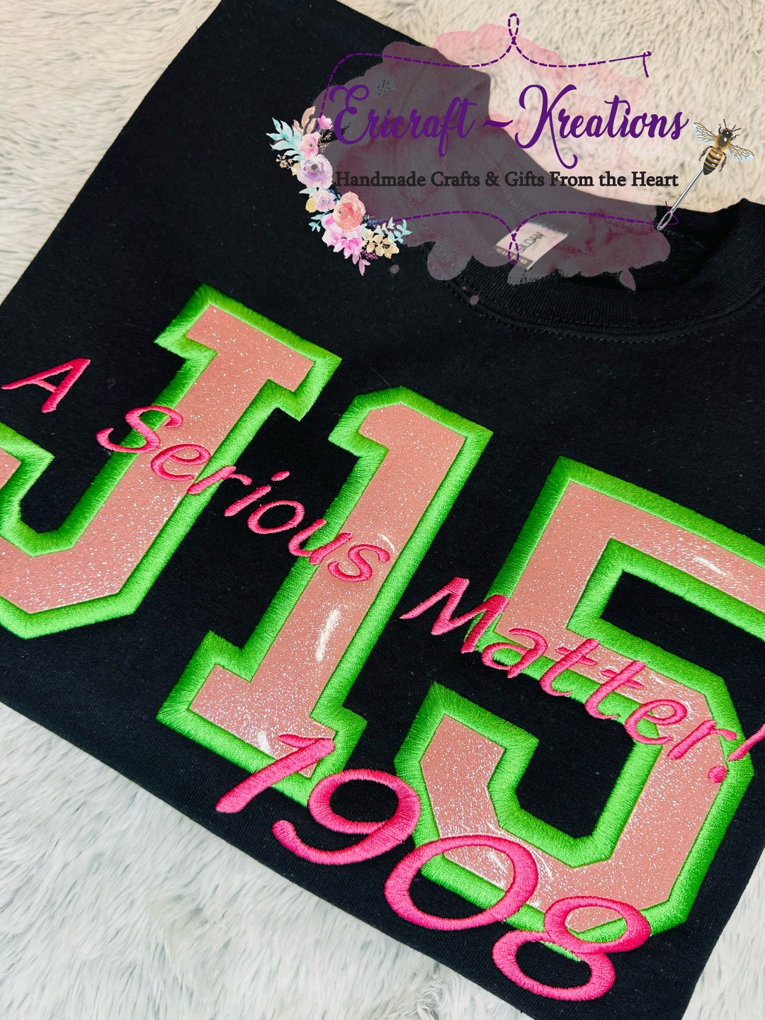 Embroidered AKA J15 Founders Day Sorority Applique Varsity Letters