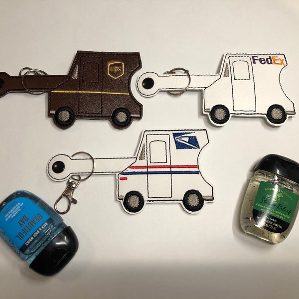 USPS UPS FEDEX Truck Hand Sanitizer Holder Keychain