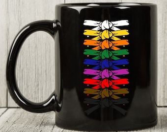 Karate Belt Mug, Cute Martial Arts Coffee Cup For Karate Instructor Teacher Student, Funny Karate Gift Idea For Karate Coach Martial Artist