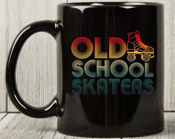 Old School Skater Mug, Gift For Skaters, Roller Skaters Coffee Mug, Roller Skates Shoes, Skating Lovers Cup, Roller Derby, Retro 80's Design