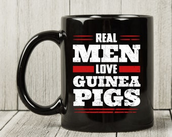 Real Men Love Guinea Pig Mug, Cute Rodent Coffee Cup For Men, Funny Cavy Animal Gift Mug For Guinea Pig Owner Lover, Guinea Pig Lover Mug