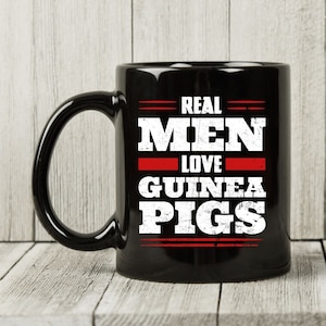 Real Men Love Guinea Pig Mug, Cute Rodent Coffee Cup For Men, Funny Cavy Animal Gift Mug For Guinea Pig Owner Lover, Guinea Pig Lover Mug