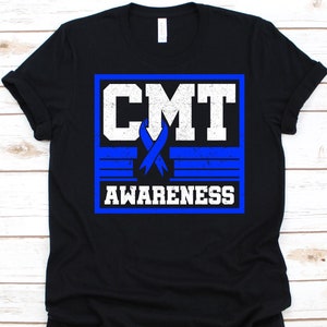 Chemise de sensibilisation CMT, cadeau pour les guerriers de la maladie de Charcot-Marie, condition héréditaire, HMSN, maladie de Charcot Marie, ruban de sensibilisation bleu, démarche
