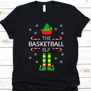 The Basketball Elf Shirt, Christmas Gift, Elf Graphic, Candy Cane, December 25th, Basketball Lovers, Basketball Players, Basketball Design