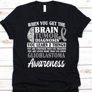 When You Get The Brain Tumor Diagnosis Shirt, Glioblastoma Multiforme, Gray Ribbon Design, GBM Awareness, Grade IV Astrocytoma, Brain Cancer