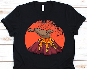 Volcan en éruption avec chemise de cendres, conception de lave, chemise de volcan, cadeau d'amoureux de volcan, cratère volcanique, graphique de volcan, chemise de volcanologue